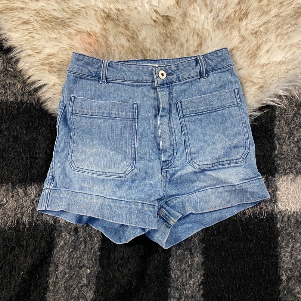 H&M high rise denim jean shorts 6
